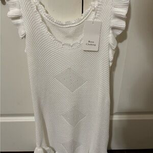 White Knit Ruffle Sleeve Top